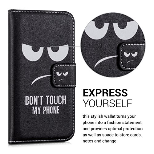 kwmobile Funda para Huawei Ascend Y635 - Carcasa de  Cuero sint  tico  con dise  o Don t Touch my Phone - Case con  Tarjetero 