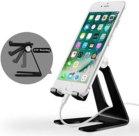 Tablet Stand, Koviti 270° Rotatable Aluminum Alloy Smartphone Tablet Desktop Holder Cradle,with Portable Adjustable Charging Dock for iPad Pro 9.7/10.5/iPad Air/Air 2, iPhone 7 Plus, 6S Plus,8, X,Samsung and More(Black)