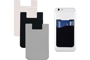 NTRUXZP 3x Tarjetero para móvil - Funda para tarjetas de Silicona - Tarjetero para pegar en la parte trasera - Tarjetero para móvil - Funda para tarjetas de Silicona negro/gris/blanco