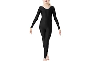 P&R DANCEWEAR LTD Girls Full Sleeve Footless Catsuit Scoop Neckline Footless Dance Unitard for Ballet, Dance, Acrobatics, Gymnastic Performance