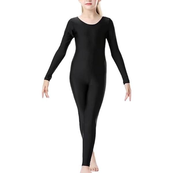 TTAO Kids Girls Long Sleeve Gymnastics Leotard Full Body Ballet Dance Unitard Shiny Figure Skating Jumpsuit Green 10