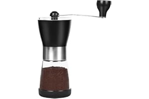 Sequpr Molinillo Café Manual Molinillo de Café Manual de Vidrio Acero Inoxidable Molinillo de Grano de Café Hand Coffee Grinder