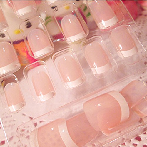 SNNplapla 24 Pcs Lady Women's French Style DIY Manicure Art Tips False Nails with Glue