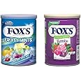 Fox's Candy Crystal Clear Variety Pack Assorted Flavour Berries, Wildberry, Raspberry, Black Cherry, and Fruity Mints, Lemon, Apple, Black Cherry Each Tin Contain 180g Pack Of 2 (Imported)
