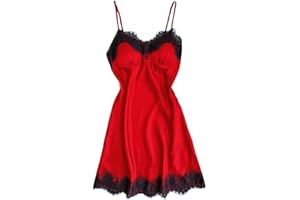 Copelsie Satin Nachtwäsche Damen Nachtwäsche Nachthemd Sexy Dessous mit Brustpolster