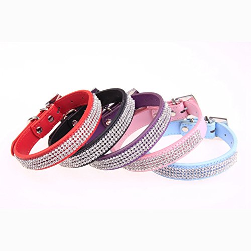 2-Rows-Rhinestone-Bling-Heart-Studded-Leather-Dog-Collar-For-Small-Or-Medium-Pet-Collar-Assorted-Colours