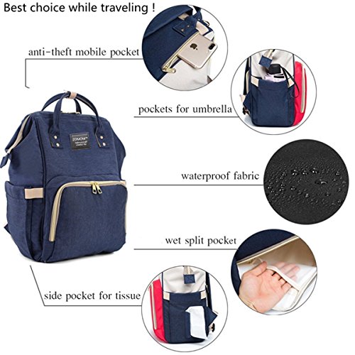 Diaper Bag Backpack, Multi-Function Waterproof Baby Nappy Changing Bag with Insulated Bottle Pocket, Durable Stylish & Large Capacity (Dark Blue)