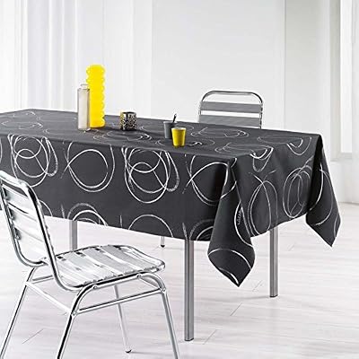 L'Harmonie du décor Nappe Imprimé Argent Bully Polyester Anthracite 240 x 150 x 240 cm