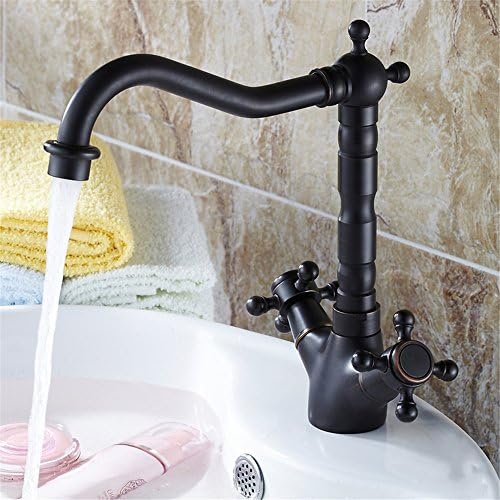 RACHELER American Black Antique Countertop Basin Faucet Hot &amp; Cold Washbasin Full Copper Bathroom Blazer Mixer Faucet