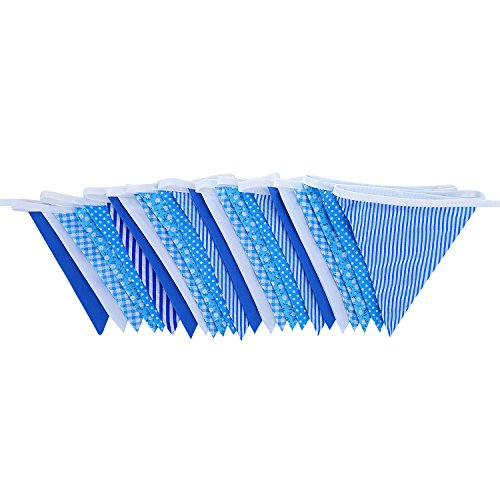 Fabric Bunting Double Sided Flags Pennant Banner for Wedding Party Home Decoration, 5.5 Meters