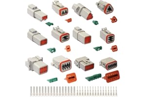FKSOWBBK Deutscher KFZ DT-Stecker Sets,6 Sätze Wasserdichter Elektrischer Steckverbinde,14-20AWG DT-Stecker 2,3,4,6,8,12-polig für Auto, Motorräder, LKW, Boot