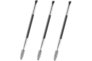 TINKBER Duo pędzelek do brwi, 2 w 1, mini pędzelek do rzęs, Duo kątowy pędzel do brwi, pędzel do brwi, do cieniowania brwi, do cieniowania brwi, brwi, 3 szt