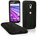 Produktbild igadgitz Schwarz Reifenprofil Silikon Gummi Etui Tasche Hülle für Motorola Moto G 3. Generation 2015 XT1540 (G3) Schale Case Cover + Displayschutzfolie