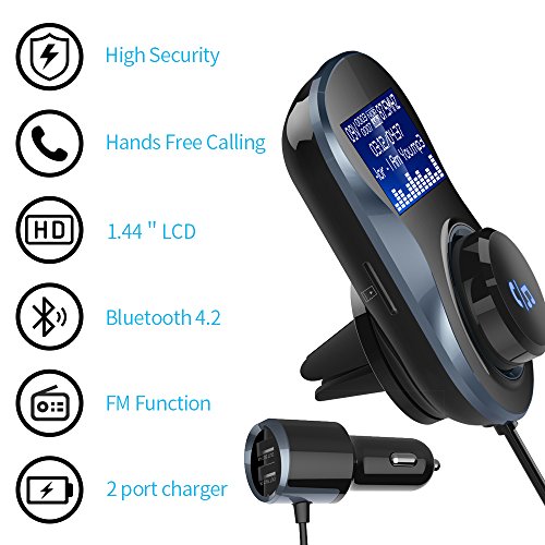 Trasmettitore Bluetooth FM, HAISSKY Vivavoce Bluetooth Radio Adattatore da Auto Kit con Carta TF,Caricatore USB per Smartphone/Tablet/UnitÃ  GPS/Lettori iPod/MP3 e Altro Ancora