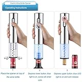 【Acero inoxidable, capa transparente más gruesa】Su cobertura en acero inoxidable le confiere un diseño Robusto y Moderno, también da un agarre cómodo y una sensación de lujo. La parte translúcida del sacacorchos permite ver el mecanismo y se ilumina con un LED cool azul / rojo cuando se pone en funcionamiento.