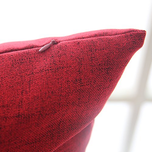 Deconovo 4er Pack zum Sparpreis Leinen Optik Kissenhülle, Kissenbezüge, Sofa Dekokissen Cushion Cover, 40×40 cm, Rot, 4er set - 3