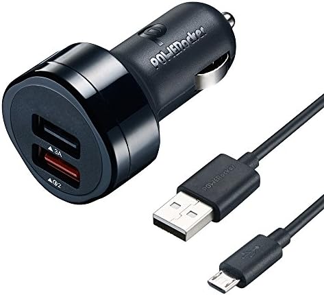 POWERocker BlitzKnob 33W QC2.0 &amp; 3A 2-Port USB Car Charger Quick Charge for iPhone iPad, Galaxy S7/S6/Edge, Note 4/5, Nexus 6, LG, HTC with 3.3FT Micro USB Cable