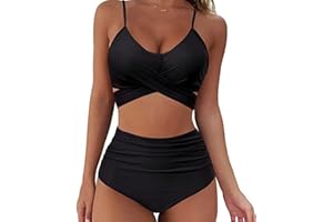 COZYAN Femme Maillot De Bain Deux pièces Tankini Maillots de Bain Taille Haute Licou Vintage Bikini Ensemble Dames Maillots de Bain