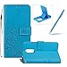 Price comparison product image Blue Leather Case for Xiaomi Redmi Note 4X,Strap Wallet Flip Cover for Xiaomi Redmi Note 4X,Herzzer Classic Pretty Four Leaf Clover Print Magnetic Buckles Design Full Body Card Slots Stand Folio Synthetic Leather Case with Soft Silicone