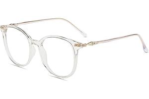 ‎FIRMOO Firmoo Blaulichtfilter Brille für Damen Herren ohne Sehstärke Anti Blaulicht UV Schutzbrille TR Vollrandbrille gegen Augenbelastung Entspiegelte Nerdbrille (Transparent)