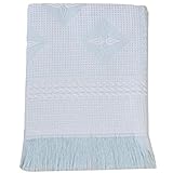 BabyPrem Baby Large Soft White Acrylic Stars Shawl Blanket 122 x 122cm BLUE