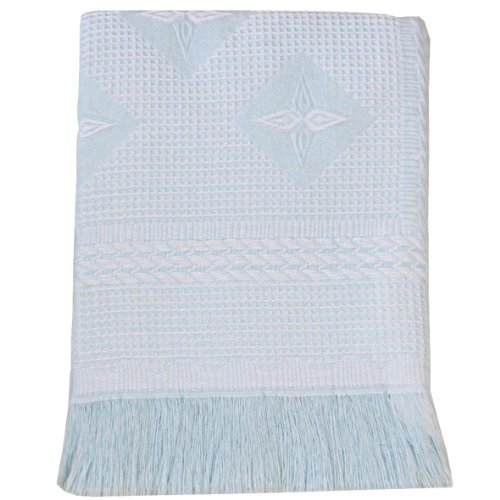 BabyPrem Baby Large Soft White Acrylic Stars Shawl Blanket 122 x 122cm BLUE