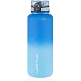 Uzspace 1500ml &Ccedil;ift Renkli Sızdırmaz BPA İ&ccedil;ermez Kilitlenebilir Kapaklı Motivasyonel Tritan Su Matarası (Lacivert-A&ccedil;ık Mavi)