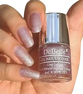 DeBelle Gel Nail Polish (Ophelia) Lavender with Holo Glitter Sugar Finish, 8 ml - Enriched with natural Seaweed Extract, cruelty Free, Toxic Free