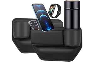 EBKCQ Caja de almacenamiento para asientos de coche, 2 unidades, organizador delantero con soporte para bebidas, multifuncional para asiento de coche, organizador de consola central frontal, relleno