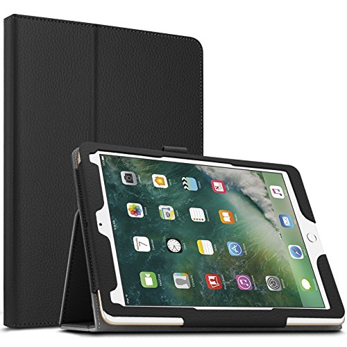 New iPad 2017 iPad 9.7 Zoll Hülle, Infiland Slim Fit Folio PU-lederne dünne Kunstleder Schutzhülle Cover Tasche für Apple New iPad 9.7 inch 2017 Model (2016 Modell) (mit Auto Schlaf / Wach Funktion)(Schwarz)