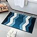 Produktbild MOMO Maschine Waschbar Beflockung Hause Teppich Tür Hause Badezimmer Badewanne Saugfähigen Fuß Bad Badezimmer Matte,Onda Azul,50 * 80 cm