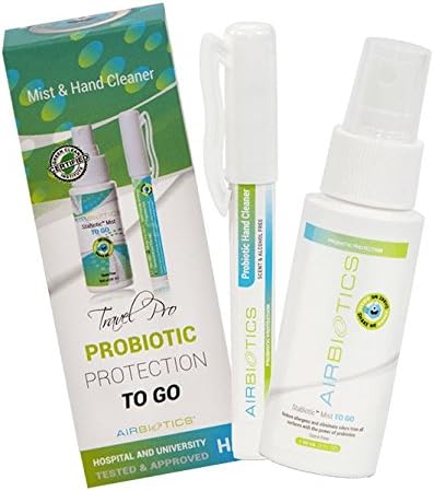 AIRBIOTICS Travel Pro Kit - Contains "Mist To Go" Travel Size Spray (60ml) and Probiotic Hand Cleaner in a Convenient Pen Spray (10ml)