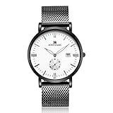 Yevita Herren Armbanduhr Zifferblatt Analog Business Edelstahl Armband mit Kalender Und Sekundenzeiger #015