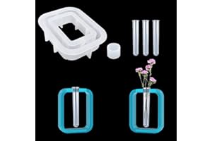 FineInno Stampi Resina Vaso di Fiori Resin Mold, Stampo Silicone Vaso mit 3 Provetta, Stampo Stazione di Propagazione per Piante Idroponiche, Decorativo Domestica (Rettangolo)