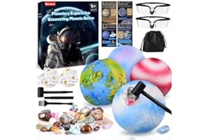 Herenear Zestaw do wykopu planet dla dzieci, zestaw 40 kamieni szlachetnych, skamieliny, minerały, zabawka dla dzieci od 6, 7, 8, 9, 10, prezent dla chłopców i dziewczynek