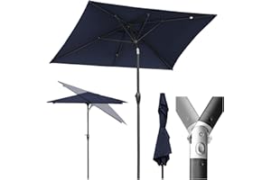 Sekey Aluminum Sonnenschirm 210 × 140 cm Balkon Sonnenschirm Rechteckig für Balkon Garten & Terrasse Sonnenschutz UV 50+