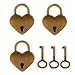 Produktbild NUOLUX Vintage Herz Form Vorhängeschloss mit Schlüssel verriegeln Set - Antik Messing M 3pcs (Bronze)