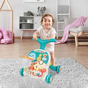 AZOD Sit-to-Stand Learning Walker, 2 in 1 Baby Walker, Kids Early Educational Activity Center, Multifunctional Removable Play Panel, Baby Music Learning Toy Gift for Infant Boys Girls