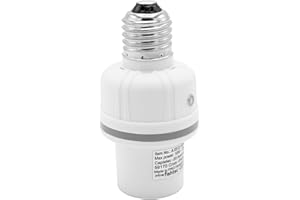 FISHTEC - Nachtlichtfassong mit zufälliger Beleuchtung - Anwesenheitssimulator - Fassong zur Abschreckung von Einbrechern - E27-Glühbirnenfassong - Farbe: Weiß