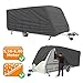 Produktbild LUXUS Wohnwagen Garage 5,5-6,0m Caravan Abdeckung, atmungsaktiver + reißfester mehrschichtiger Stoffüberwurf, wasserabweisende Wohnwagenhülle, Farbe: grau