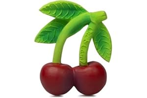 Oli & Carol - Jouet de Dentition et Bain en Caoutchouc Naturel, Mery The Cherry, 10 cm