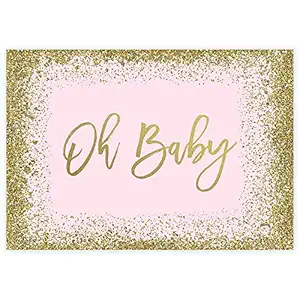 Funnytree Oh Baby Party Backdrop Pink and Gold Baby Shower Girl Banner Decoration Supplies Favors Its A Girl Photography Background Cake Table Photobooth Prop 7x5FT