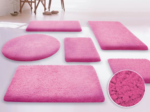 SKY Badematte Uni - Größe wählbar - 95cm rund, pink - Öko-Tex 100 zertifiziert