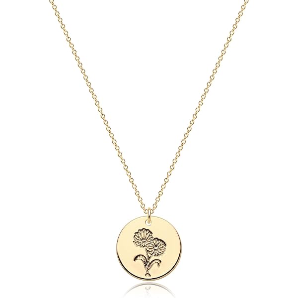 Collana Personalizzata Con Fiore Del Mese Di Nascita In Acciaio Placcato Oro 18K, Catena Regolabile 40-45 Cm, Regalo Per Mamma E Donna