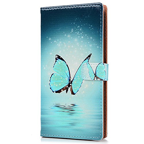 Motolora Moto G4 Play Hülle YOKIRIN Painted PU Leder Wallet Handytasche Handyhülle Innere PC Hardcase Folio Schutzhülle Ledercase Lederhülle Tasche Painted Gemalt Schale Backcover Ledertasche Schutz Hülle Rückschale Flip Cover mit Standfunktion Karteneinschub und Magnetverschluß im Bookstyle Muster:Schmetterling - 2