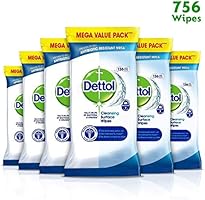 Dettol Wipes Antibacterial Bulk Surface Cleaning, Multipack of 6 x 126, Total 756 Wipes