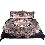 Ste-X Ensembles De Literie, Microfibre Molle élégante Et Légère Motif Or Bohème Impression Numérique Ensemble Zipper Taie d'oreiller Protège Les Housses De Couette (220x240cm,Amulette)