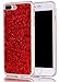 Produktbild Nnopbeclik Hülle Silikon Transparent Für Apple Iphone 7 Plus, Durchsichtig Ultra Slim TPU Kristall Tasche Etui, Luxus Bling Glitzer Clear Case Schutzhülle Variable Farbe Pailletten Muster Glänzend Strass Stoßdämpfend Transparent Schutz Handytasche Crystal Blume Case Schale Bumper Pour Apple Iphone 7 Plus [Rot]