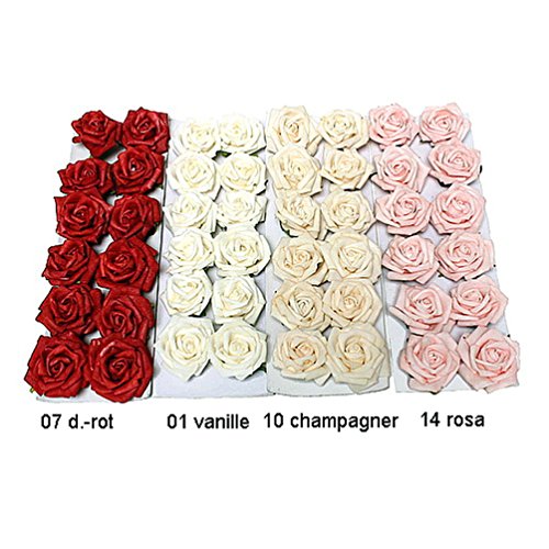 Rosenblüten, Köpfe, Foam- Schaum- Rosen, 5cm/ 12 St. !!! (01 vanille)