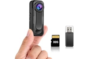 BOBLOV W1 Small Body Camera, Mini Camera Body Cameras with 32G TF Card, True 1080P High Video Sensor, Easy to Set up and Time Stamp On/Off Optional Lightweight for Hiking, Bicycle, Lecture